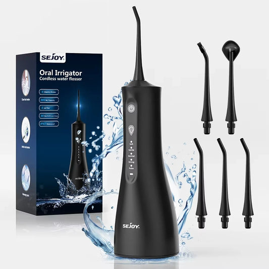 SEJOY Water Flosser Professional For Teeth, Gums, Braces, Dental Care, Electric Power With 5 Settings, 5 Tips For Multiple Users