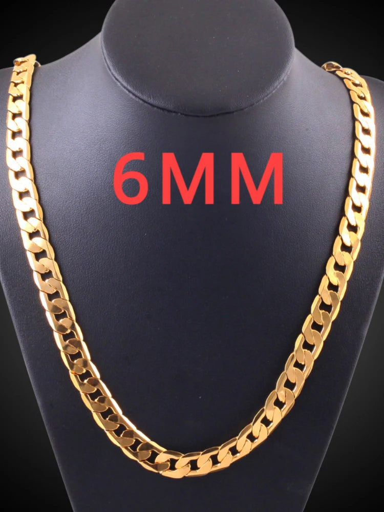 925 Silver 18K Gold Cuban Chain Necklace