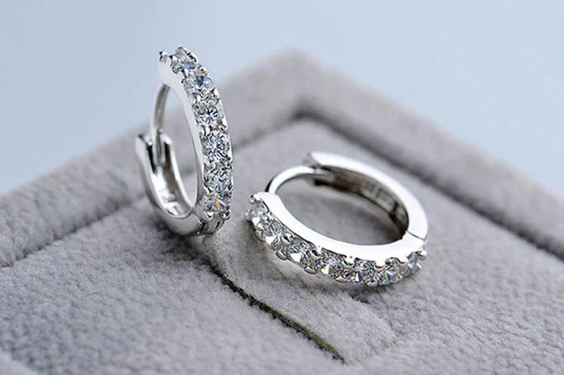925 Silver 10mm Zircon Hoop Earrings for Women