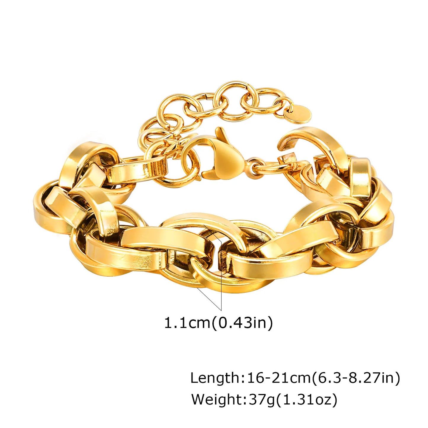 Gold-Plated Chunky Link Bracelet – Waterproof
