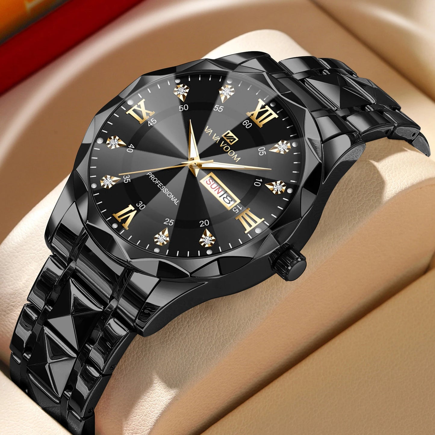 Men's Diamond Stainless Steel Watch
