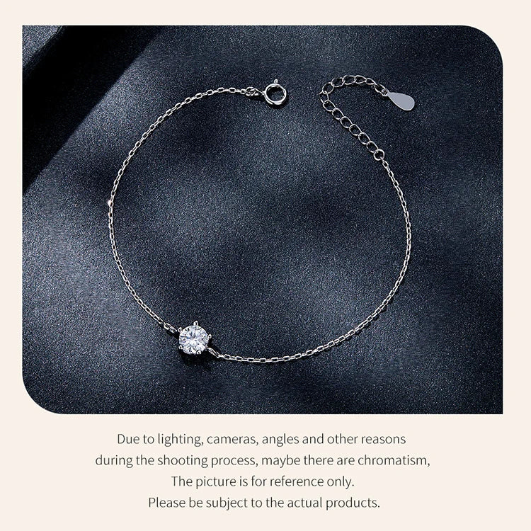 “1CT Moissanite Sterling Silver Charm Bracelet for Women”