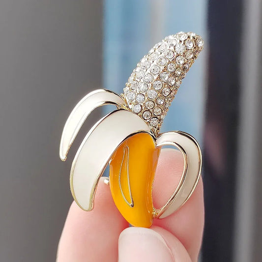 "Sparkling Rhinestone Banana Brooch – Women’s Jewelry Gift