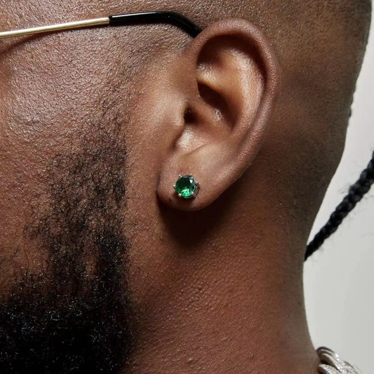 Green Crystal Zircon Earring Men