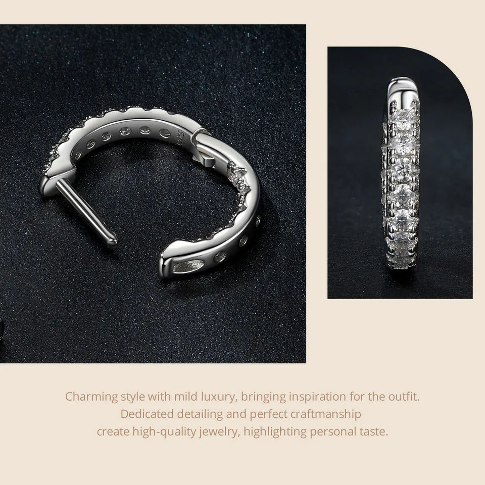 “925 Silver Gold Moissanite Hoop Earrings