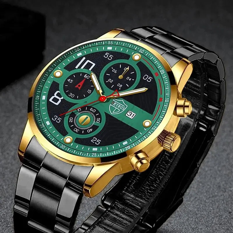 Men's Classic Quartz Watch, Stainless Steel, Calenda