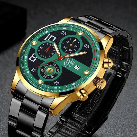 Men's Classic Quartz Watch, Stainless Steel, Calenda