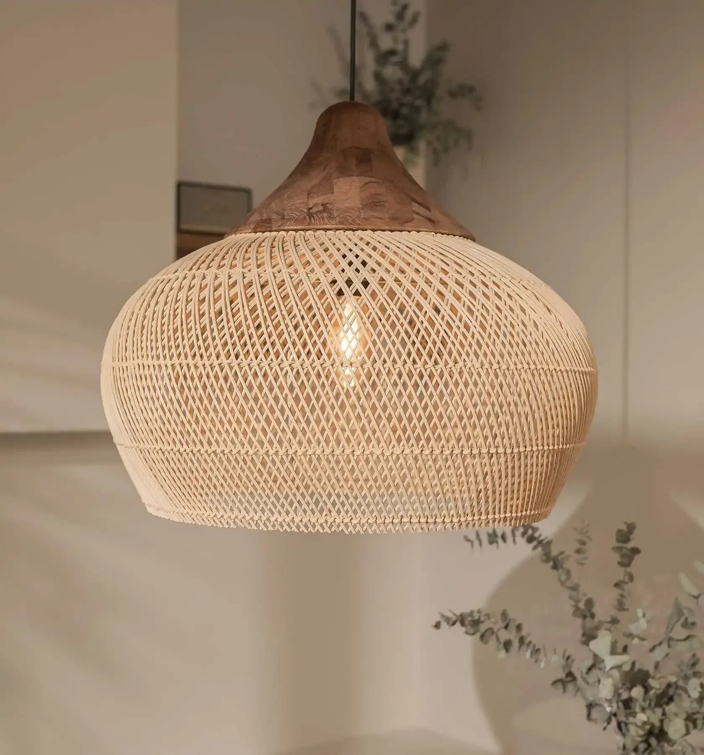 "Wabi-Sabi Rattan Pendant Light"