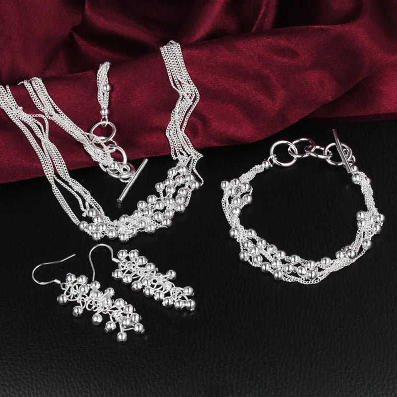 “925 Silver Wedding Beads Jewelry Set”