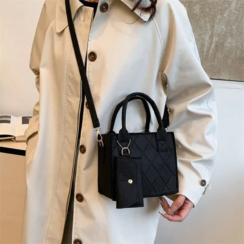 Stylish Solid Color Crossbody & Shoulder Bag Set