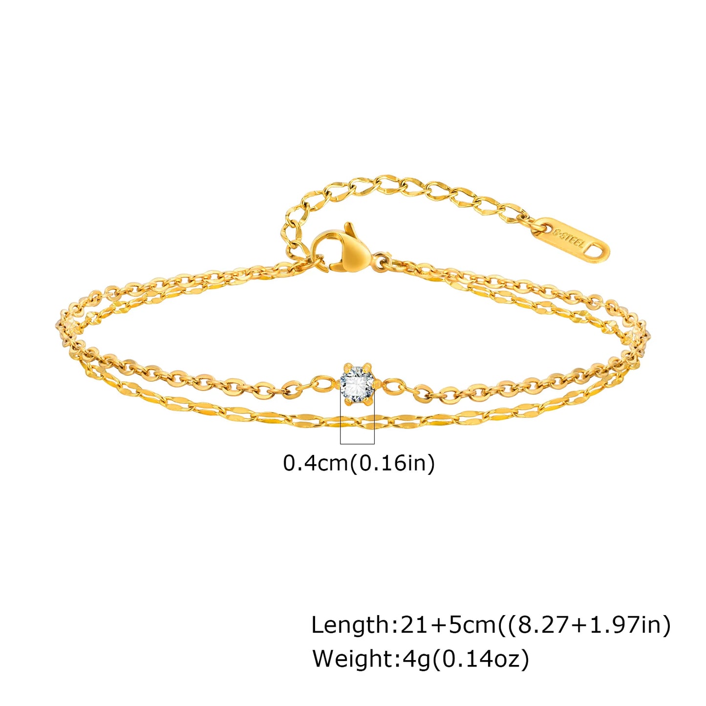 Stainless Steel Evil Eye Anklet, Blue Beads