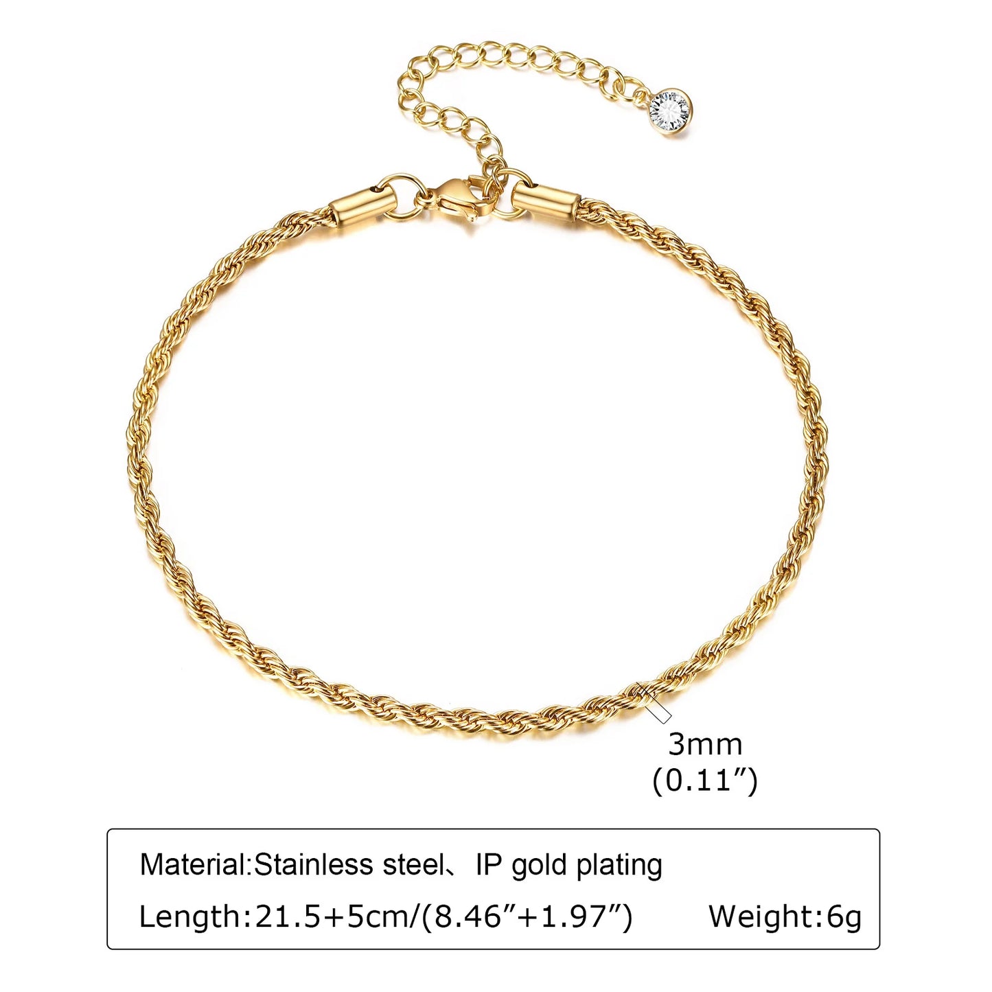 Stainless Steel Evil Eye Anklet, Blue Beads