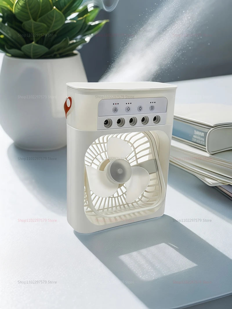 Mini USB Air Cooler & Humidifier Fan – 3 in 1, LED Night Light