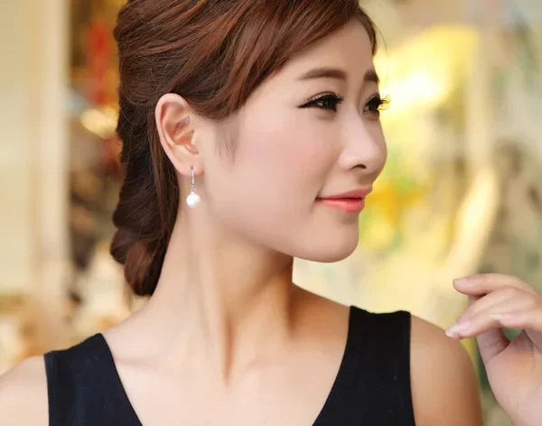 925 Silver Vintage Pearl Drop Earrings for Wome