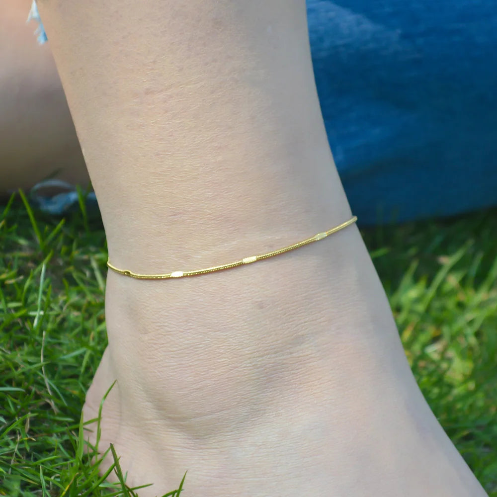 2024 Gold Stainless Steel Layered Anklet for Women