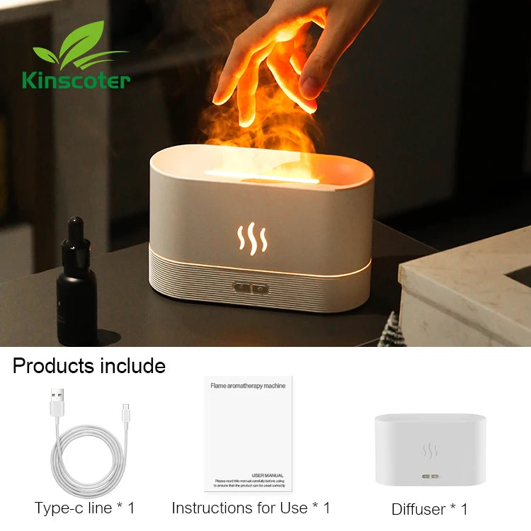 Kinscoter Aroma Diffuser – Ultrasonic Cool Mist & Flame LED Lamp