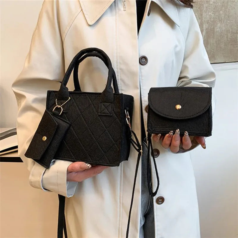 Stylish Solid Color Crossbody & Shoulder Bag Set