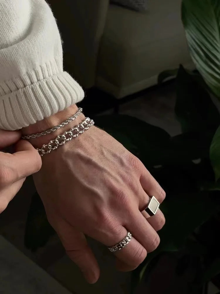 Silver Twist Chain Bracelet Men