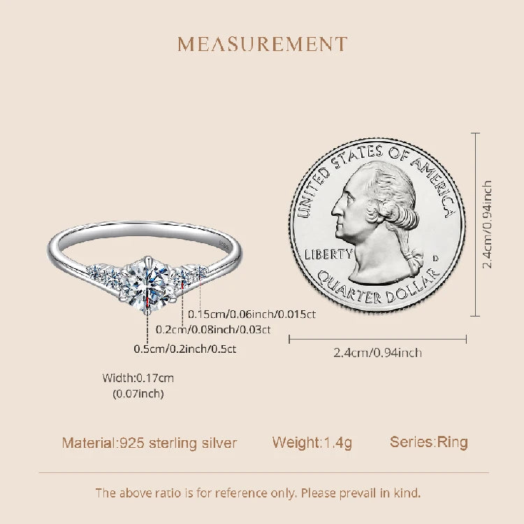 Bamoer Moissanite Ring with Five Graduated Stones”