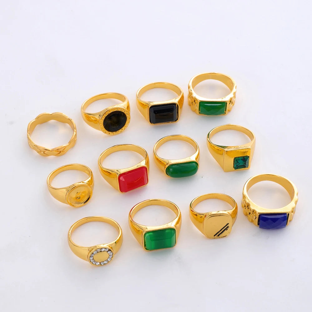 1️⃣ “Vintage Black Square Rings for Men & Women