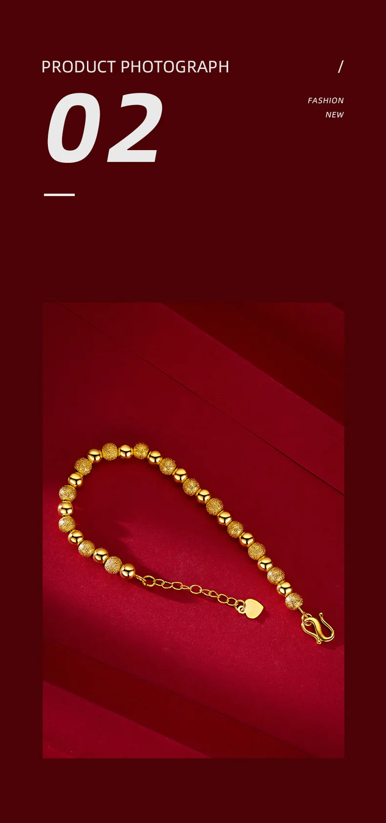 "Real 18K Gold 6mm Bead Chain Bracelet – Adjustable Jewelry Gift