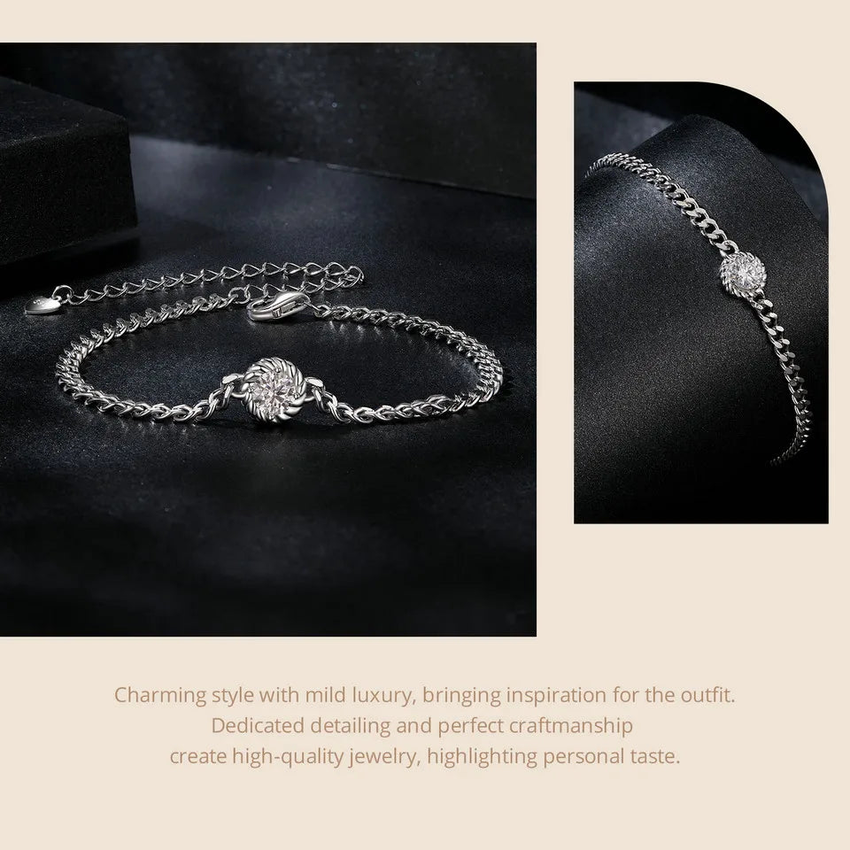 “White Gold Plated Moissanite Sterling Silver Bracelet”