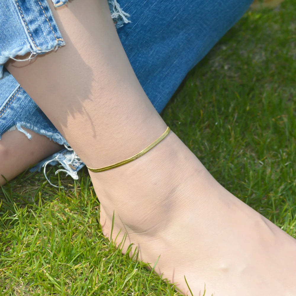 2024 Gold Stainless Steel Layered Anklet for Women