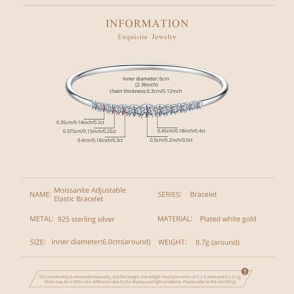 3.6CTTW Moissanite Sterling Silver Bar Bracelet”