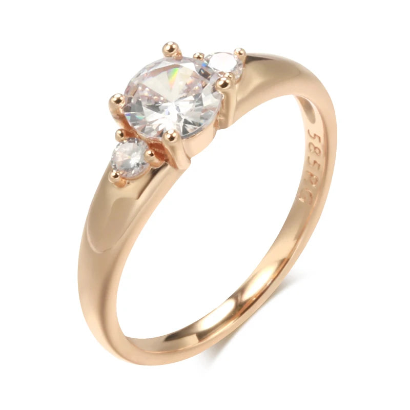 Kinel 585 Rose Gold Zircon Wedding Ring”