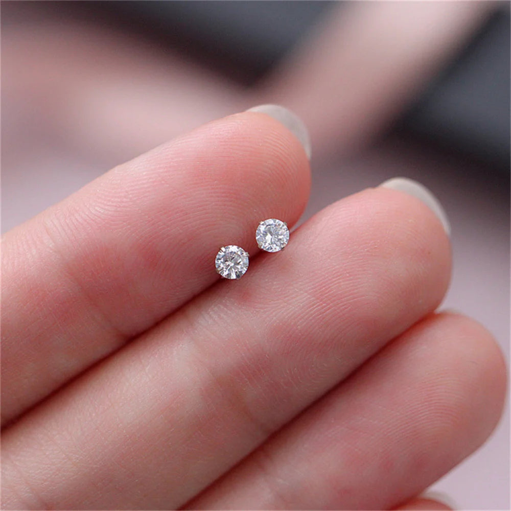 Men’s Zircon Silver Stud Earrings