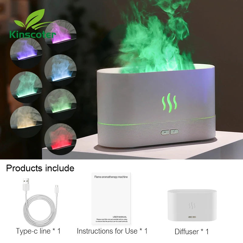 Kinscoter Aroma Diffuser – Ultrasonic Cool Mist & Flame LED Lamp