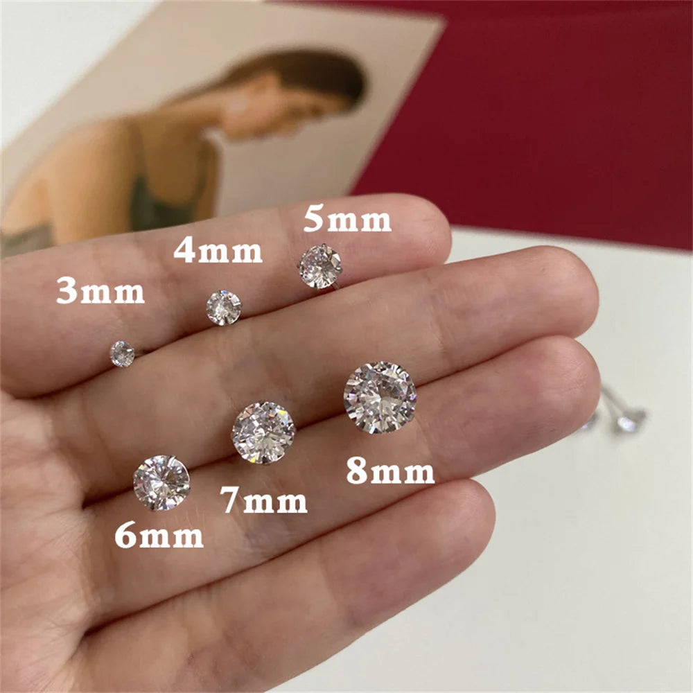 Men’s Zircon Silver Stud Earrings