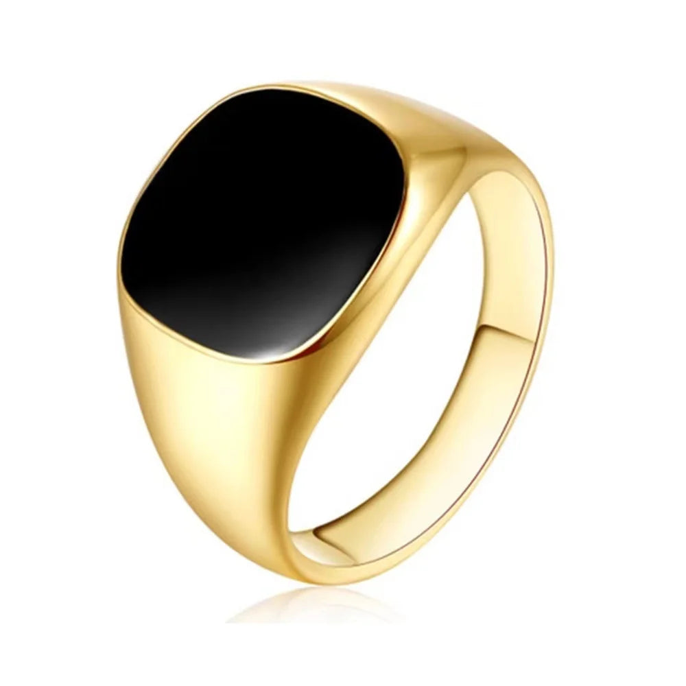 Black Glaze Square Ring for Men