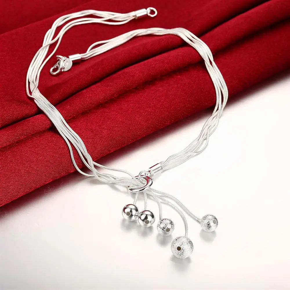 925 Silver Tassel Bead Jewelry Set