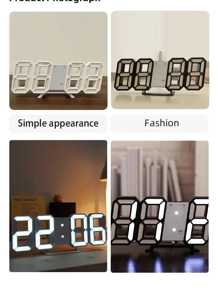 3D LED Digital Wall Clock – USB Powered & Stylish Display
