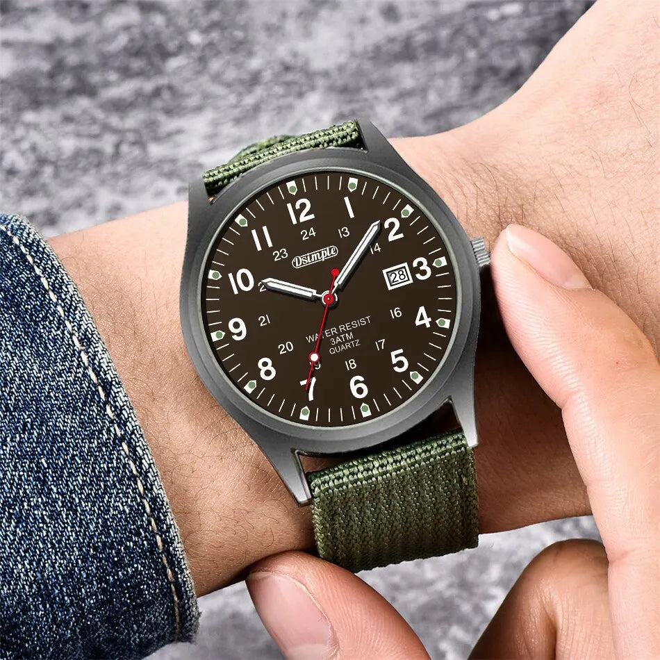 Men's Luxury Military Quartz Watch, Luminous Hands