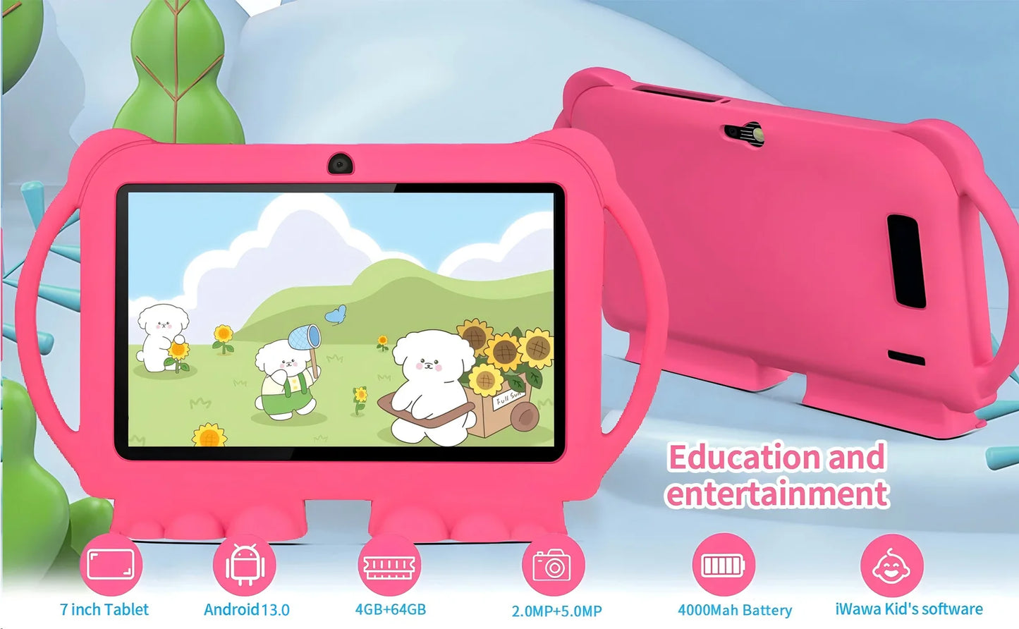 2025 New 7" Kids Tablet – Android 13, Dual Camera, 5G WiFi