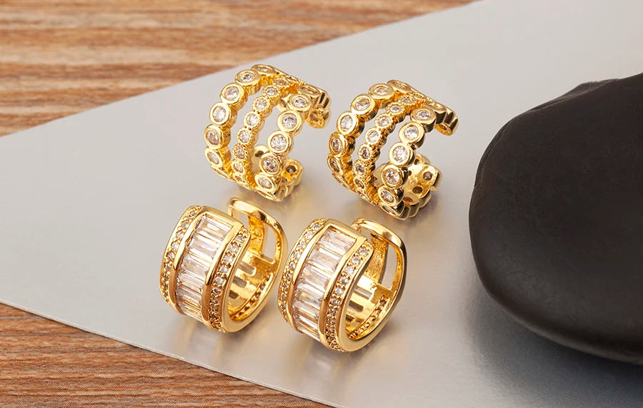 "Zircon Butterfly/Star Clip Earrings – Women’s Ear Cuff Jewelry