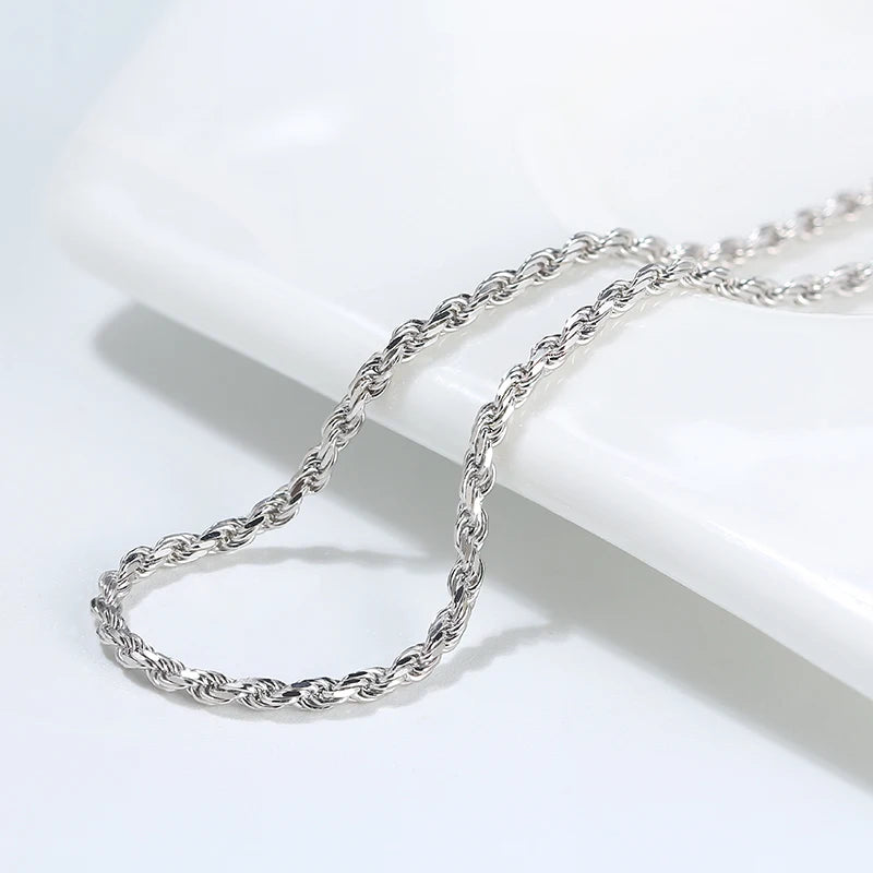 925 Silver Diamond-Cut Rope Chain Necklace