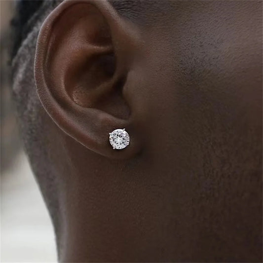 Men’s Zircon Silver Stud Earrings