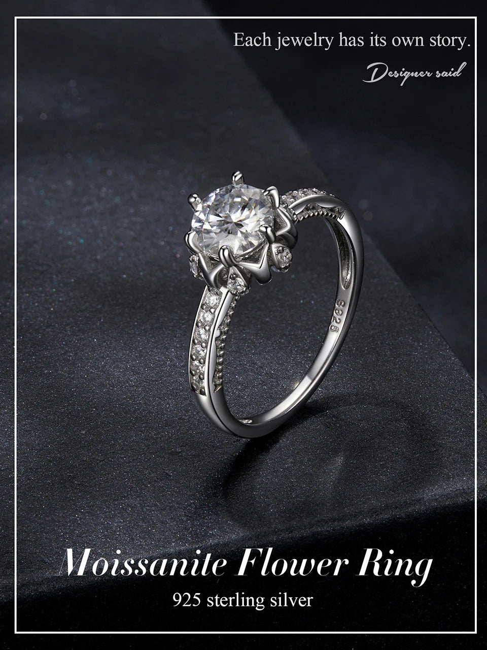 Sterling Silver Ring with White Diamonds”