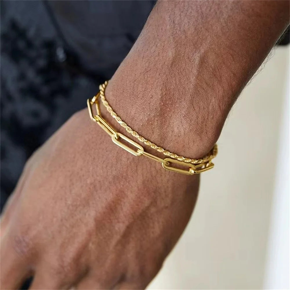 Gold Twist Chain Bracelet Men