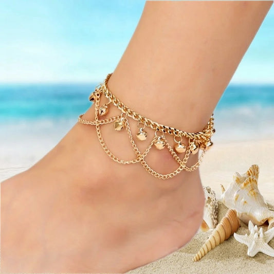 Boho Beach Anklet with Bells & Tassels