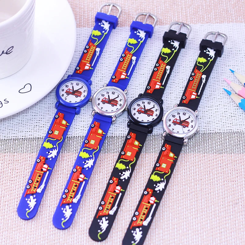 Cartoon Fire Truck Kids Quartz Watch