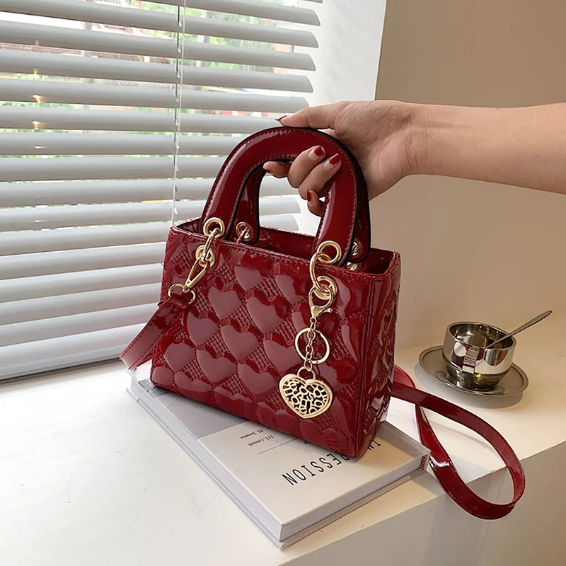 Red Glossy Love Handbag"