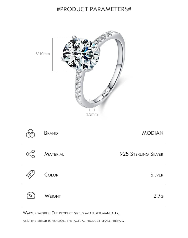 MODIAN 925 Silver Oval Zircon Ring
