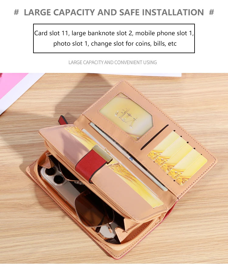 Alya Women’s PU Leather Wallet with Gold Leaves