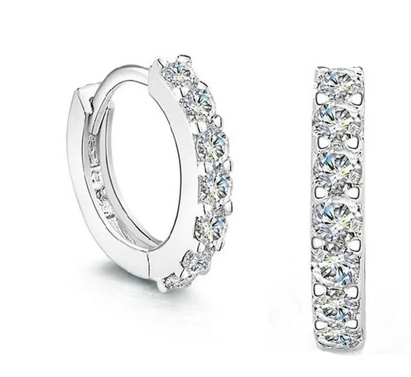 925 Silver 10mm Zircon Hoop Earrings for Women