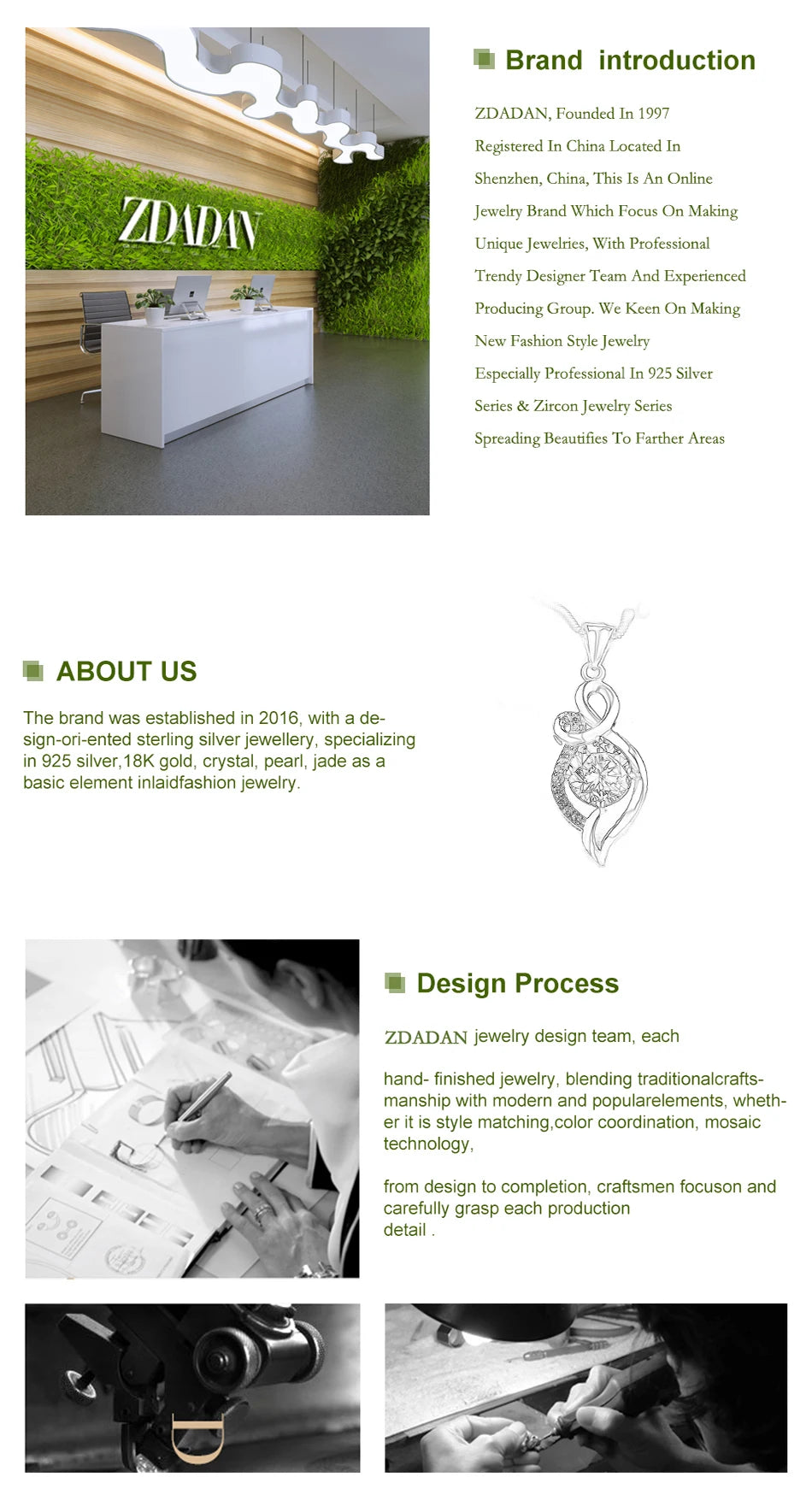 ZDADAN 925 Sterling Silver Round Crystal Ring