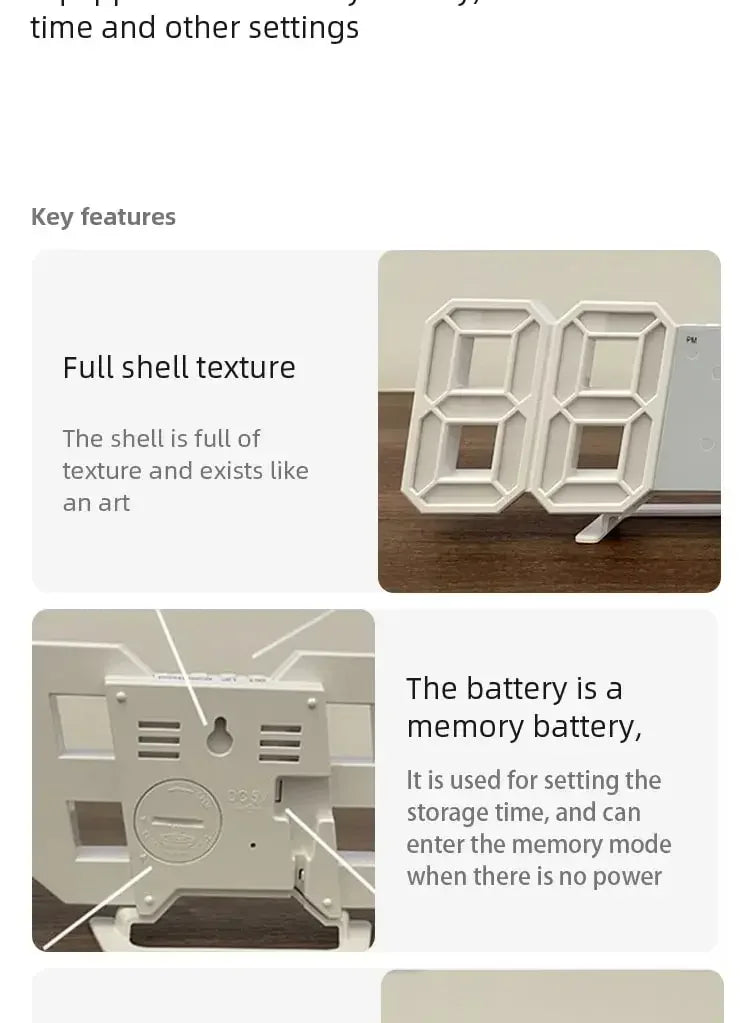 3D LED Digital Wall Clock – USB Powered & Stylish Display